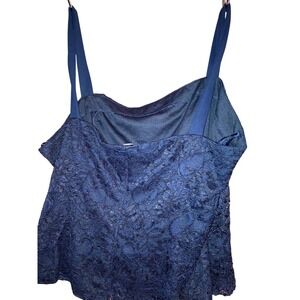 New ONLY TOP Emma Street Navy Sleevelace Lace Beaded Camisole Tank Style Size 16